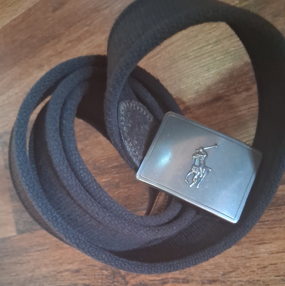 POLO RALPH LAUREN COTTON PONY PLAYER PLAQUE BELT.  38. EXCELLENT CONDITION